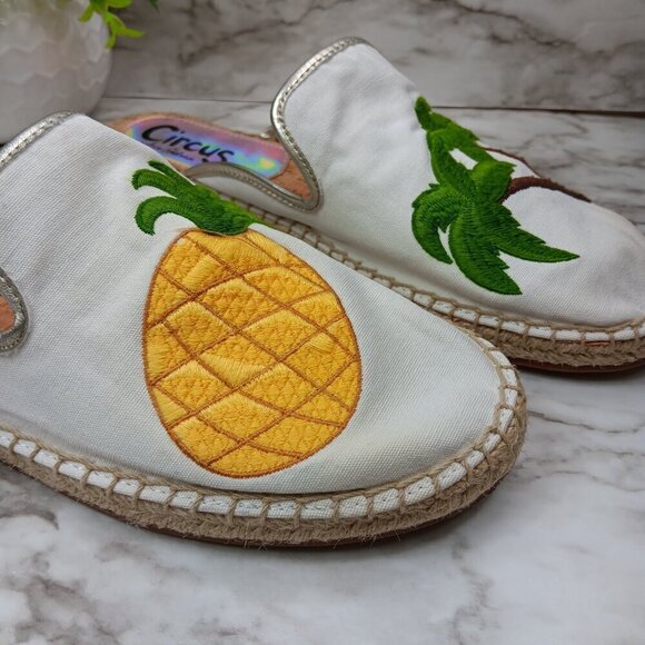 CIRCUS by Sam Edelman Women's Pineapple Palm tree Embroidery Espadrille Mules 10 - Picture 5 of 11